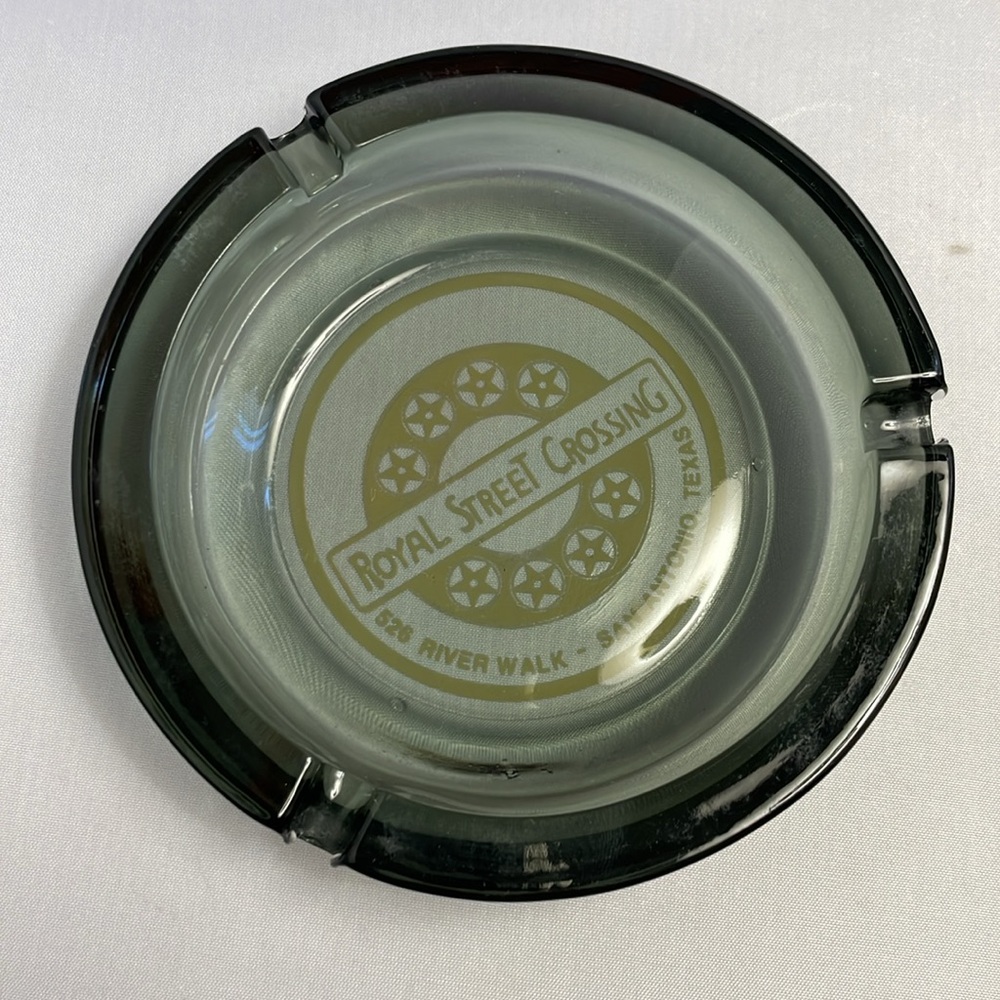 Vintage Royal Street Crossing Riverwalk San Antonio Texas Ashtray‎ Smoky Grey